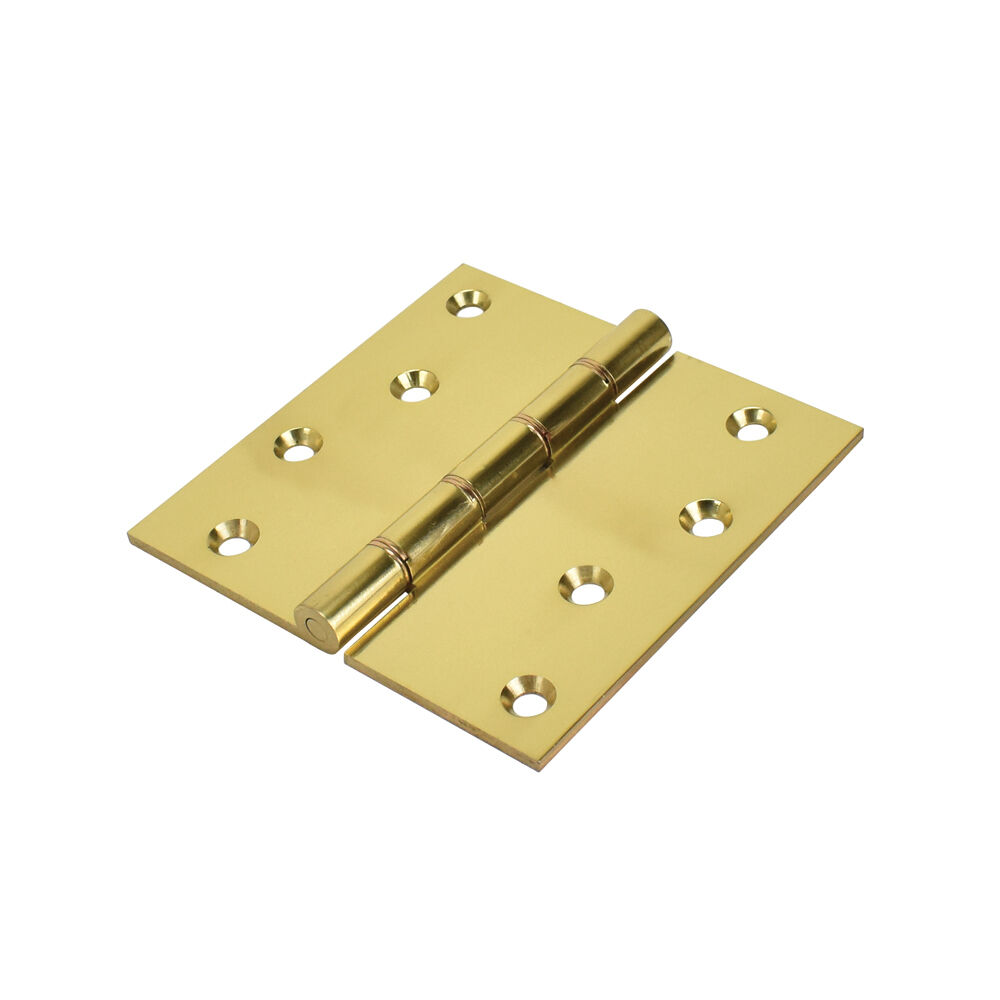 4 Inch (102 x 102mm) Laquered Projection Hinge - Polished Brass (Sold in Pairs)